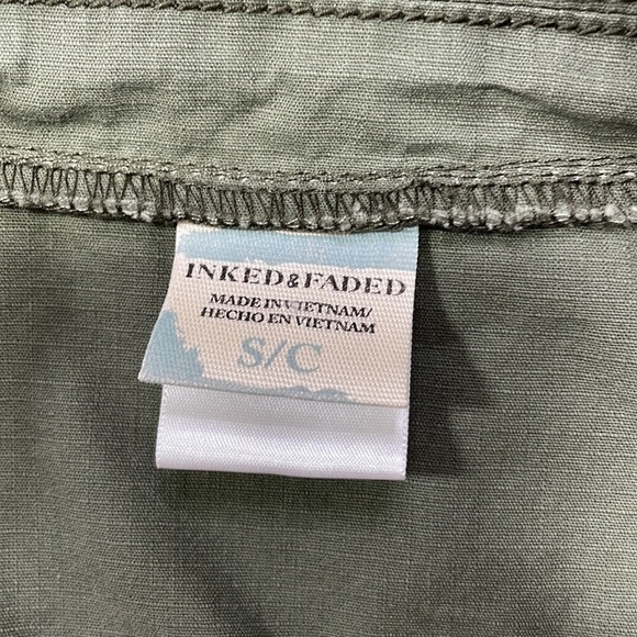 Inked & Faded Moto Vest Army Green Zip Size Small - Picture 12 of 13